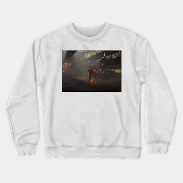 GWR Loco shed at night Crewneck Sweatshirt by Random Railways